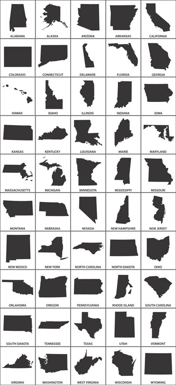 state names and shapes